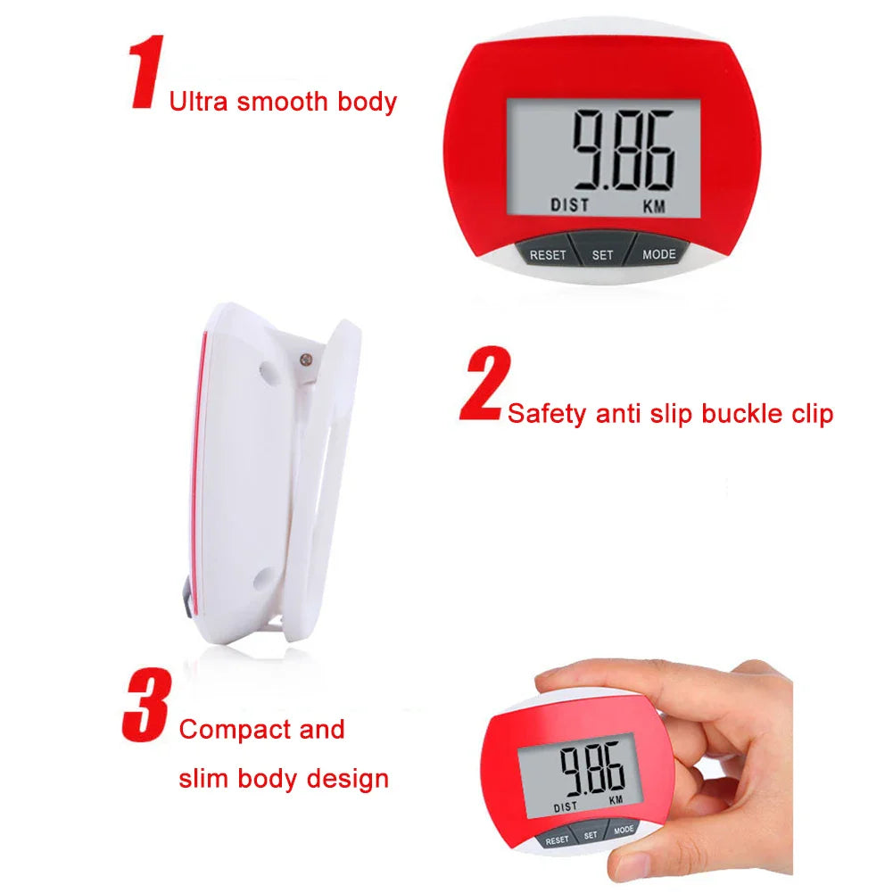 Portable Sport Pedometer Built-in Clip Movement Calories Counter LCD Display Multi-Function 3D for Men Women Kids Adults Seniors