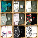 Viola Design 6PCS Gift Box Floral Solid Cotton Sock Tie Sets Clip Pin Cufflinks Hankie Men Wedding Party Daily Cravat Accessory