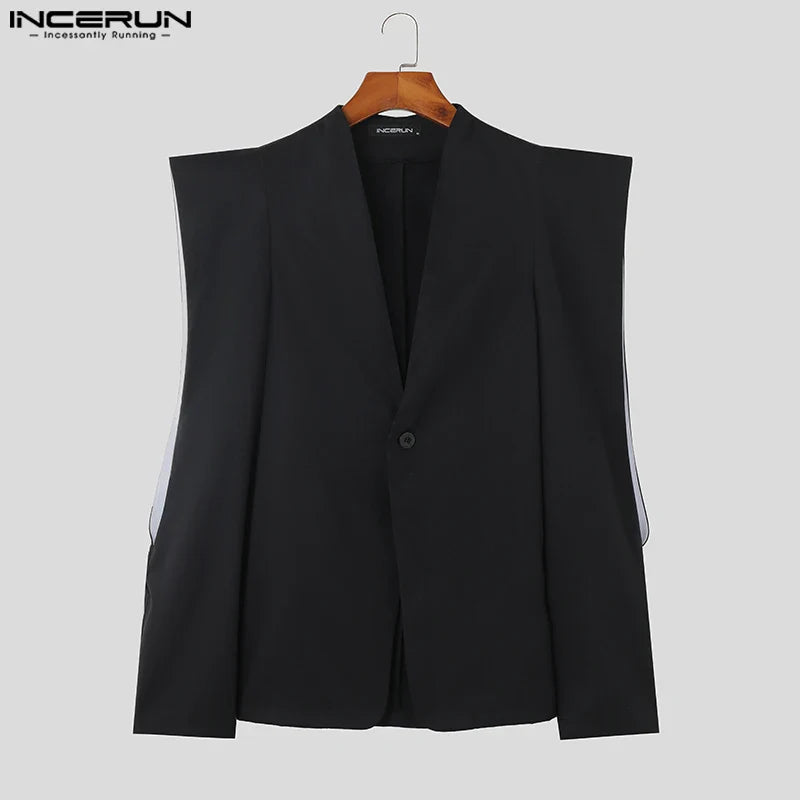 Men Blazer Solid Lapel Long Sleeve One Button Streetwear Irregular Suits Men Hollow Out 2023 Fashion Thin Coats S-5XL INCERUN