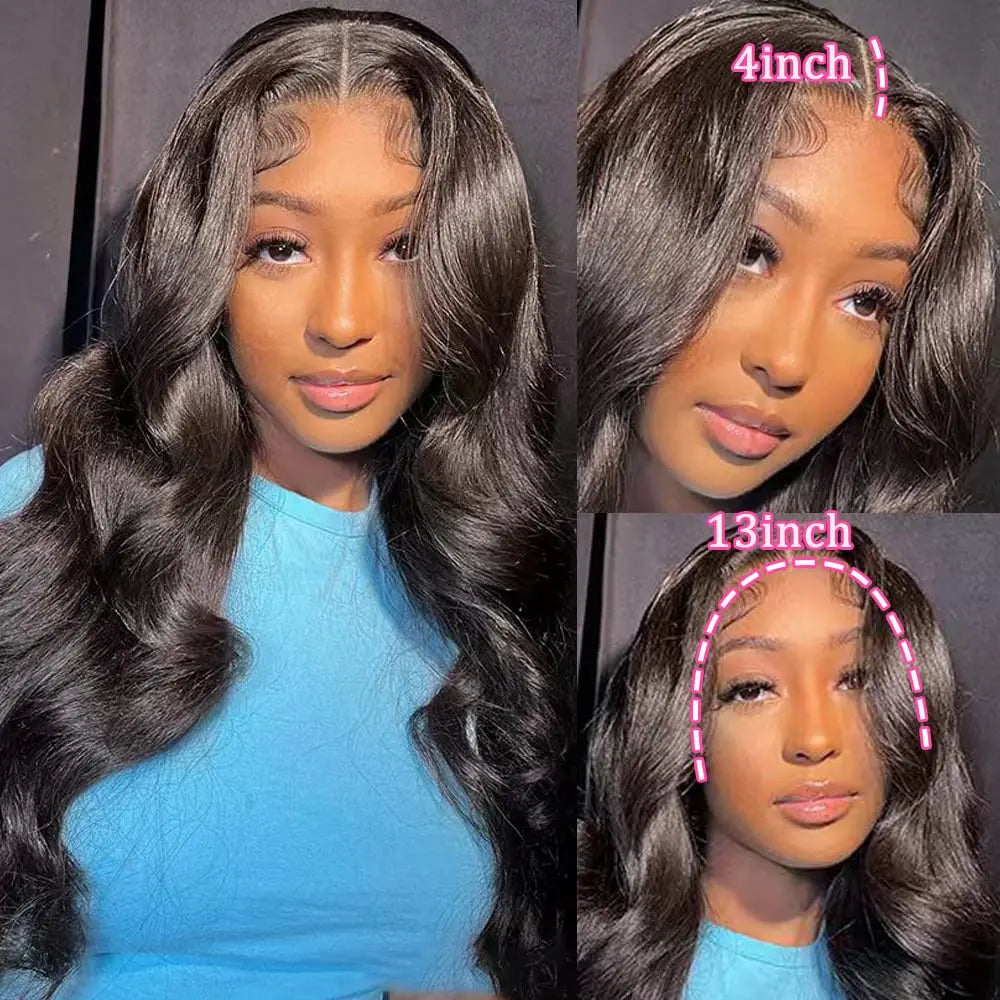 13x4 HD Lace Frontal Wigs Human Hair 250% Body Wave Glueless HD Lace Front Wig Pre Plucked With Baby Hair for Black Women 30Inch