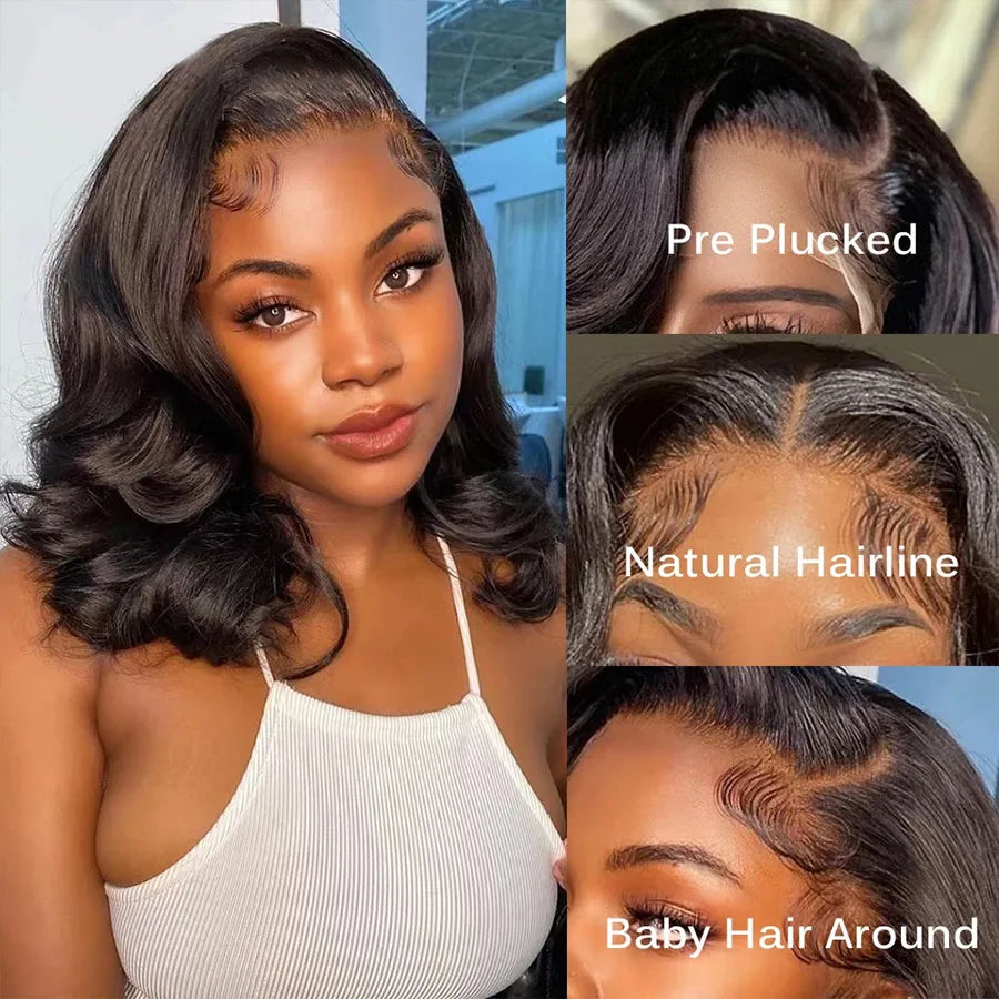 Ready To Go Brazilian 13x4 Lace Front Wigs HD Transparent Lace Frontal Wig Body Wave Glueless 4x4 Preplucked Wear And Go Bob Wig