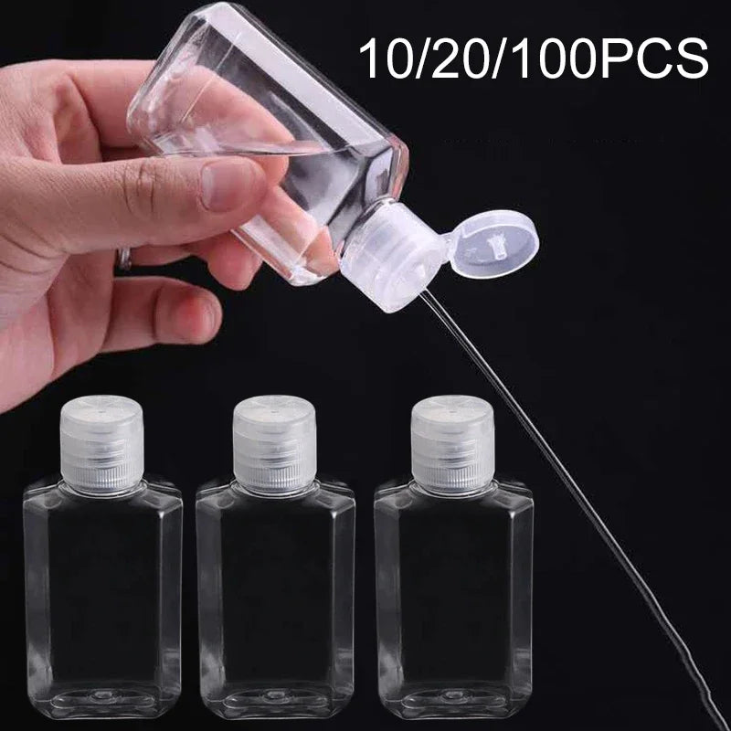 100/20/10Pcs Transparent Bottle With Flip Cap Plastic Hand Sanitizer Shampoo Bottle Empty Refillable Bottles Travel Accessories