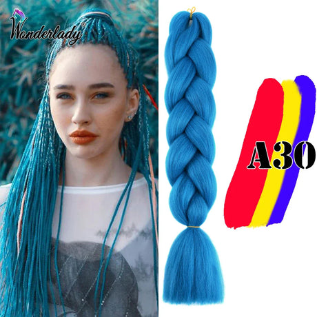 WonderLady 255 Color Long Colored Braiding Hair Jumbo Braids DIY Hairstyle Ombre Synthetic Hair Extensions For Women Braiding