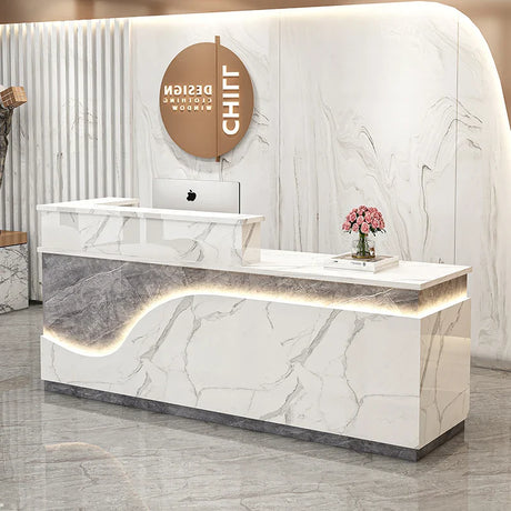 White Light Reception Desks Design Stylish Modern Luxury Reception Desks Office Front Mostrador Negocio Commercial Furniture