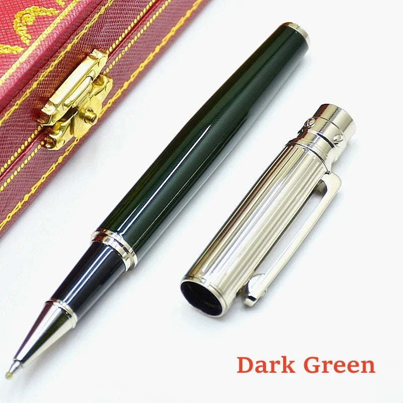 19 Color - High Quality Santos Series Ct Metal Rollerball Pen Silver Stripe Office School Stationery Writing Smooth Gel Pens