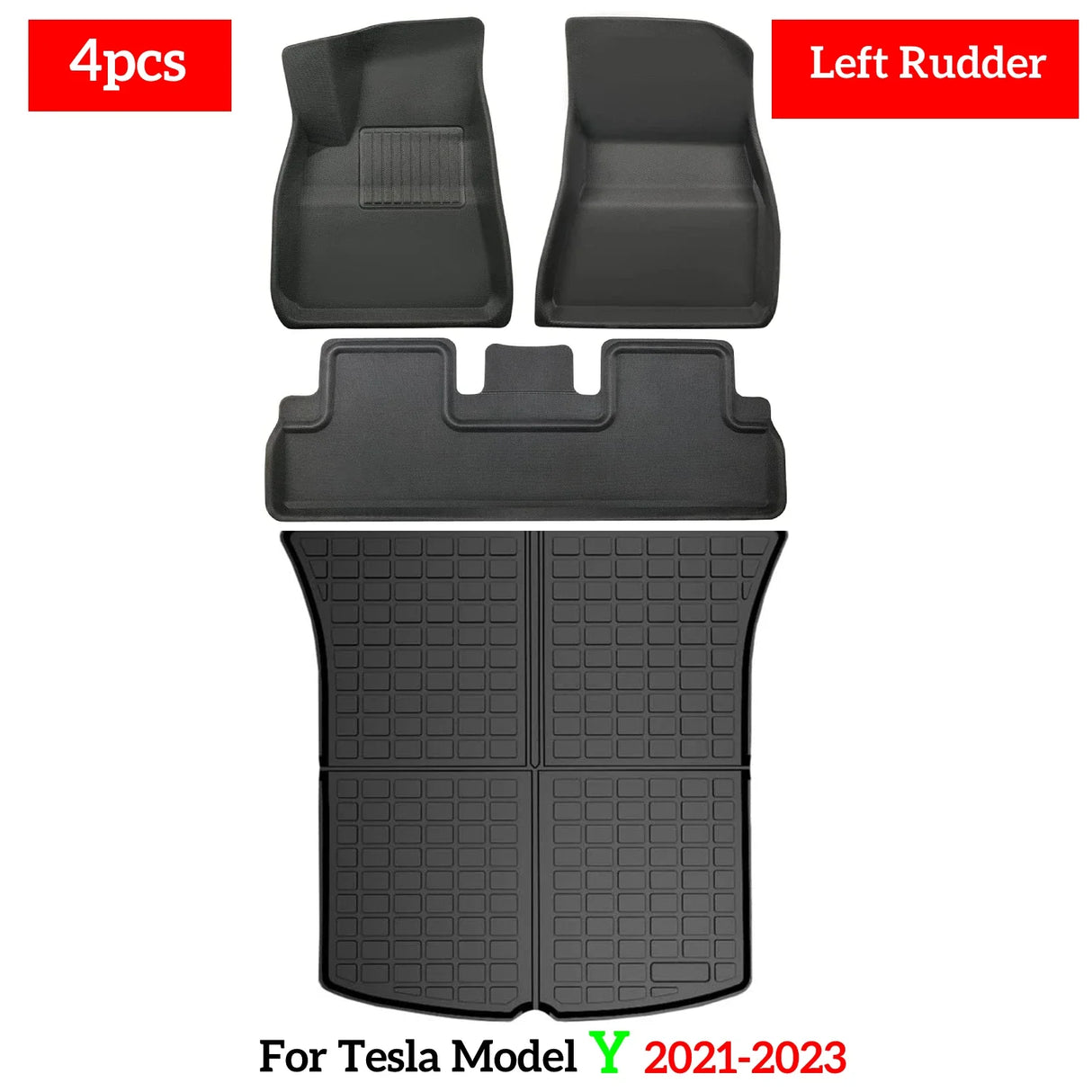 Fits Tesla Model 3 Model Y Floor Mat Luggage Mat Left Hand Drive 2017-2023 Left Right Rudder 4 Seasons Waterproof 3D Floor Liner