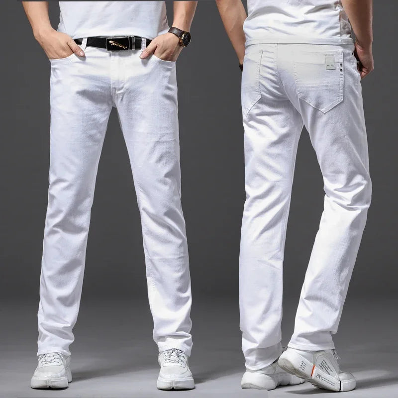 Spring and Summer White Soft Stretch Denim Men Jeans Fashion Casual Classic Style Slim Trousers Male Brand Advanced Pants