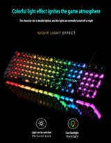 Three-piece Set Punk Gaming Keyboard and Mouse Earphone Set Luminous Keyboards 1600 DPI Mice Headset Combos Computer Accessories