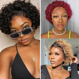 Pixie Cut Wigs Human HaiShort Curly Lace Front Human Hair Wigs For Women Brazilian Water Wave Bob Wig 13x1 Transparent Lace Wigs