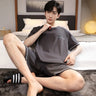 Cartoon Mens Nightwear Summer Comfortable Sleepwear Sleeping Tops Shorts 2 Pieces Pijamas Set Man Leisure Homewear Male Dropship