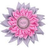 Pink Gray Satin Ribbon Sun Flower Corsage Design Group Top Ladies of Distinction TLOD Brooch For Gifts