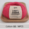 QJH 100% Cotton Yarn, Cotton Baby Sport Weight Yarn, Amigurumi Yarn, Summer Soft Yarn, Crochet/Knitting Yarn - 6 Pcs