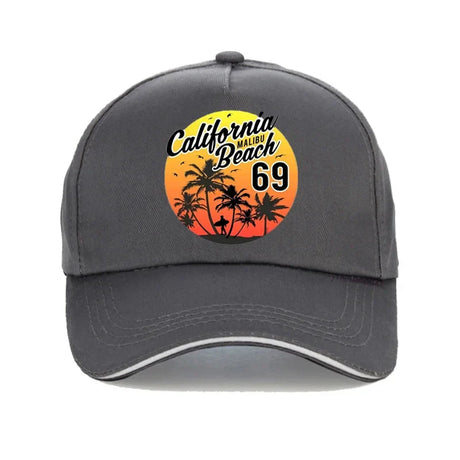 Vintage California Malibu Beach Sunhat Fashion Beach Cartoon Print Baseball Cap Men Women Summer Trucker Hat Snapback Gorras