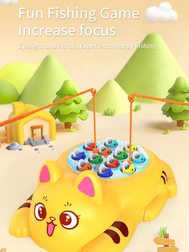 Cute Orange Cat Yellow Cat Fishing Plate Magnetic Fishing Without Battery Parent-child Interaction to Develop Intelligence