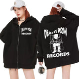 Death Row Records Zipper Hoodies Rapper Tupac 2pac Graphic Hoodie Unisex Sweatshirt Oversized Hip Hop Men's Zip Up Jacket Coats