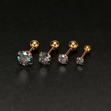 1 Pair CZ Ear Stud Mixed Colors Cartilage Earrings Set Stainless Steel Barbell Studs Earrings Helix Tragus Piercing 2-8mm