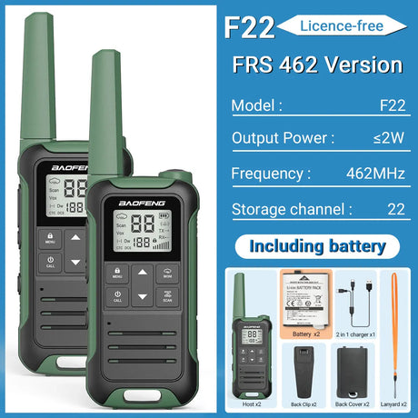 2PCS Baofeng F22 Walkie Talkie Portable Mini Communication Radio Profesional PMR446 /FRS Talkie Walkies Transceiver Radio