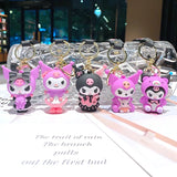 Wholesale Kawaii Sanrio Kuromi Keychain Pvc Doll Key Chain Cartoon Anime Cinnamoroll Bag Pendant Car Keyring Accessories Gift