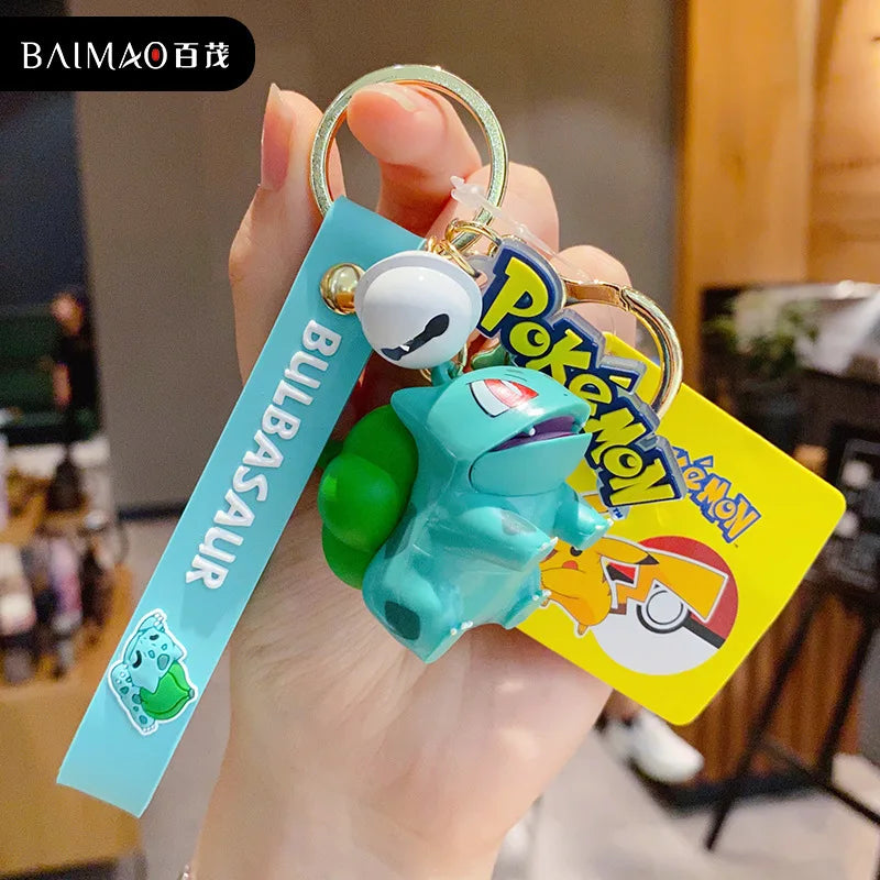 Pokemon Keychain Anime Figures Pikachu Cartoon Key Chain Charmander Psyduck Fashion Bag Keyring Pendant Accessories Toy Kid Gift