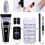 LILYCUTE Nail Extension Gel Set 15ml French Quick Prolong Finger Extend Mold Manicure Kit Long Lasting Construction Crystal Gel