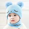 2Pcs/Set Autumn Winter Warm Baby Hat Scarf Set Solid Color Girl Boy Hats Embroidery Infant Toddler Beanies For Kids