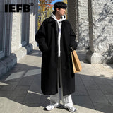 IEFB Men's Woolen Long Coat Autumn Winter High Grade Clothing Medium Long Korean Fashion Wool Thickened Overcoat 2023 New 9C2217