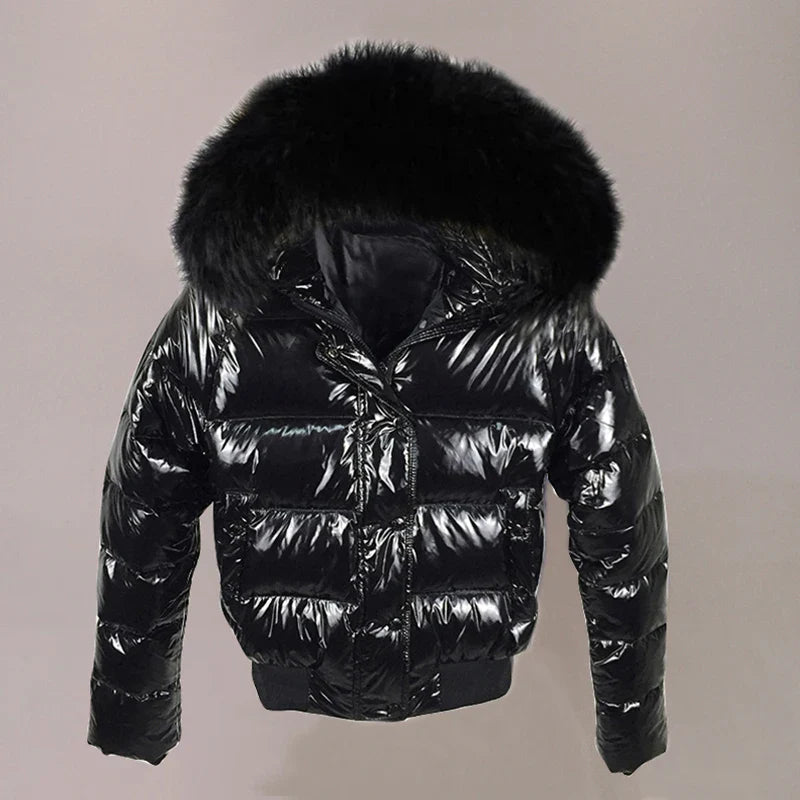 Fake Fur Parkas Waterproof Women Down Jacket 2023 Winter Jacket Women Coat Black Lady Clothing Warm Female Jacket Short Parka