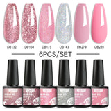 6Pcs Metallic Gel Nail Polish Set Mirror Metal Color Gel Polish Semi Permanent Varnish Soak Off UV LED Gel Nail Art Manicure