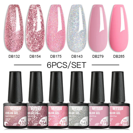 6Pcs Metallic Gel Nail Polish Set Mirror Metal Color Gel Polish Semi Permanent Varnish Soak Off UV LED Gel Nail Art Manicure