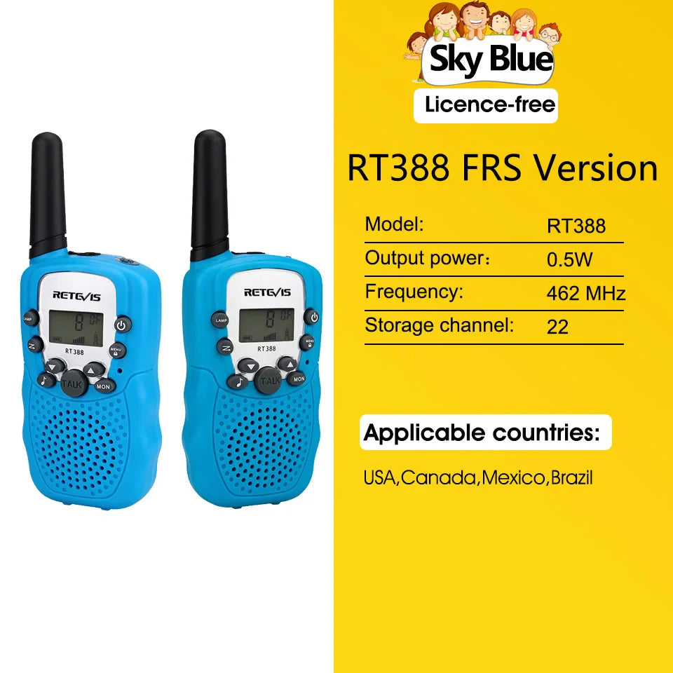 RETEVIS RT388 Walkie Talkie Children 2 Pcs Children's Radio Receiver Walkie-Talkie Kids Birthday Gift Child Toys for Boys Girls