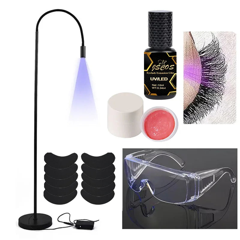 UV Lamp for Eyelash Extensions Kit UV Glue Remover Lashes Extension Kit With Glue Fast Drying Eyelash Extensions Beauty Tools