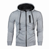 Men Striped Shoulder Decoration Three Pockets Hooded Sweatshirt Autumn Winter Zipper Cardigan Loose Hoodie Male Casual Outerwear