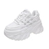 White Chunky Sneakers Women New 2022 Autumn Hidden Heel Platform Sports Dad Shoes Woman Lace Up Breathable Mesh Casual Shoes 8CM