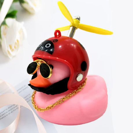 Car Accessories Interior Broken Wind Small Yellow Duck with Helmet Airscrew Wind-breaking Pink Duck Cycling Decoration Ornaments