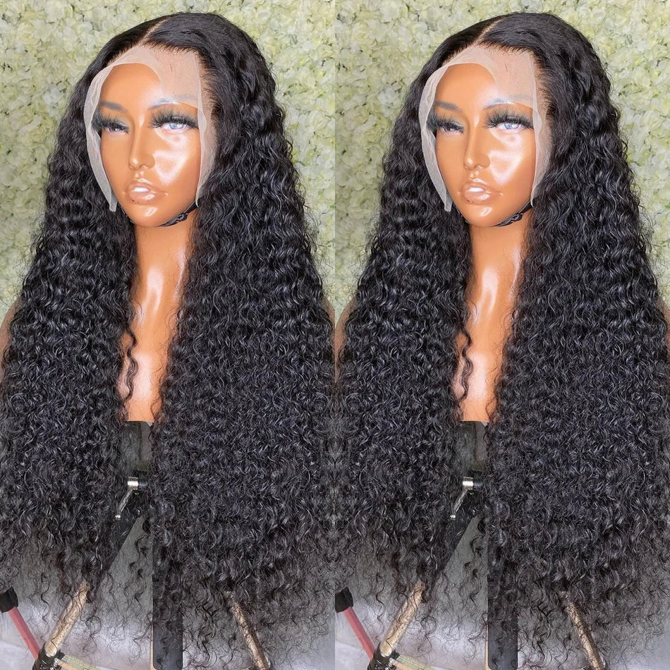 Deep Wave Frontal Wig 13x4 13x6 Hd Transparent Lace Frontal Wig Glueless 5X5 6X4 Wig 28 30 Inch Curly Lace Front Human Hair Wigs