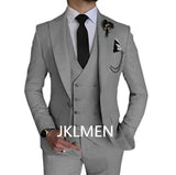 Fashion Smart Business Sky Blue Costume Homme Wedding Men Suits Peak Lapel Groom Tuxedos Terno Masculino Prom Blazer 3 Pieces