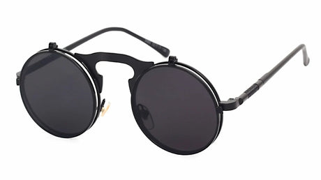 Metallic Retro Punk Steam Flap Vintage Sunglasses Personality Reflective Sunglasses for Men and Women Trendy Sunglasses