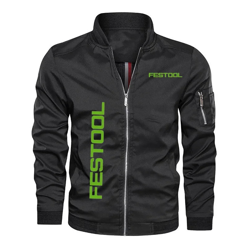 Hip-hop men's jacket Festool tools logo print New bomber jacket High quality Oversized jacket Men's jacket for fat people