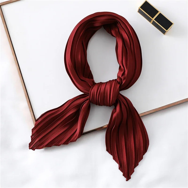 2023 Brand Crinkle Scarf Women Silk Satin Square Neck Tie Hand  Wirst Female Headscarves Bandana Shawl  Leopard Hair Foulard