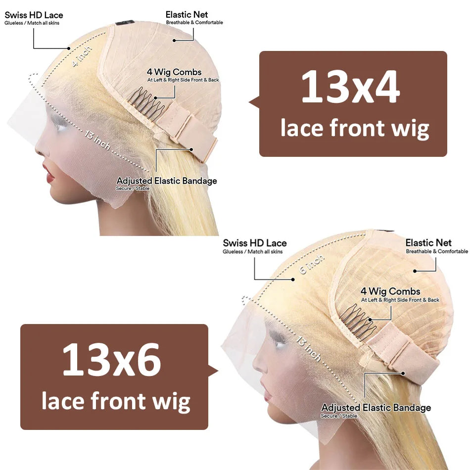 Wiggogo Blonde Lace Front Wig Glueless 613 Hd Lace Frontal Wig 13X6 Curly Lace Front Human Hair Wig 13X4 Deep Wave Frontal Wigs