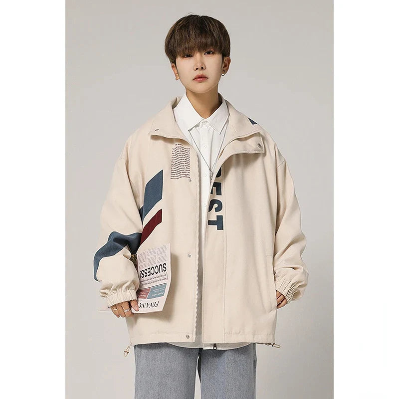 Men's New Bomber Jacket Letter Printed Outerwear Streetwear Fashion Plus Size Loose Windbreaker Coats Male Clothing Ropa Hombre