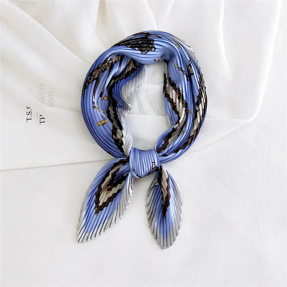 silk scarf women luxury ladies small head scarf wholesale scarves  headwraps pleated chiffon hijabs satin hijabe femme bandanas