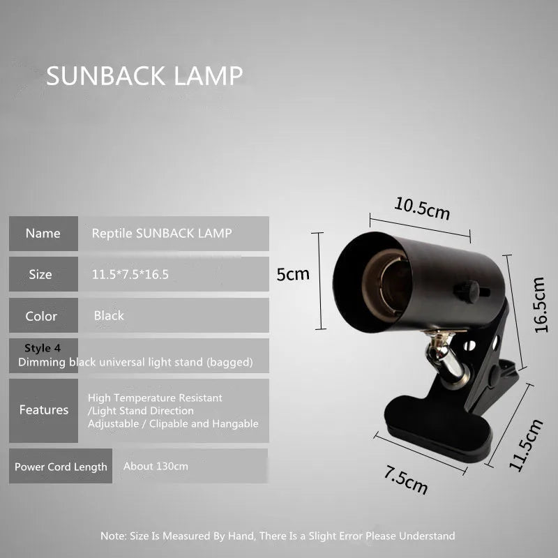 Clamp Lamp Fixture for Reptiles & Amphibians, Full Spectrum Adjustable Habitat Lighting & Holder Stand, for Pet Heat Lamp Bulbs