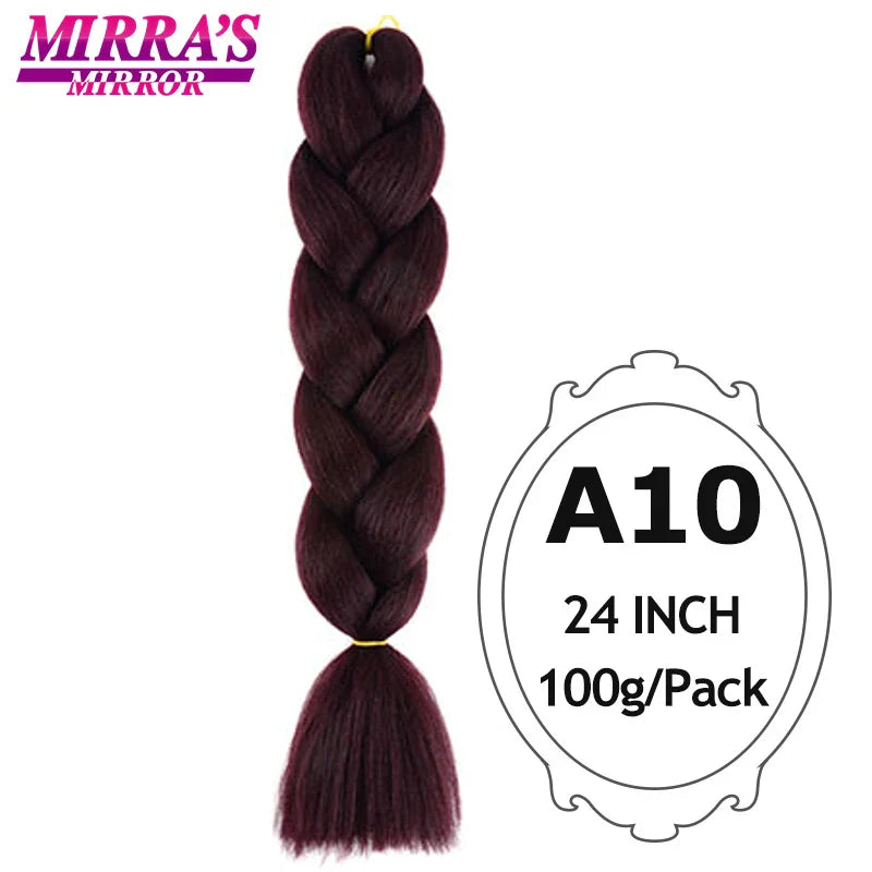 Jumbo Braiding Hair Extensions 24inch Ombre Hair For Braids 5Pcs Box Braid Yaki Texture Synthetic Fiber Fake Hair Mirra’s Mirror