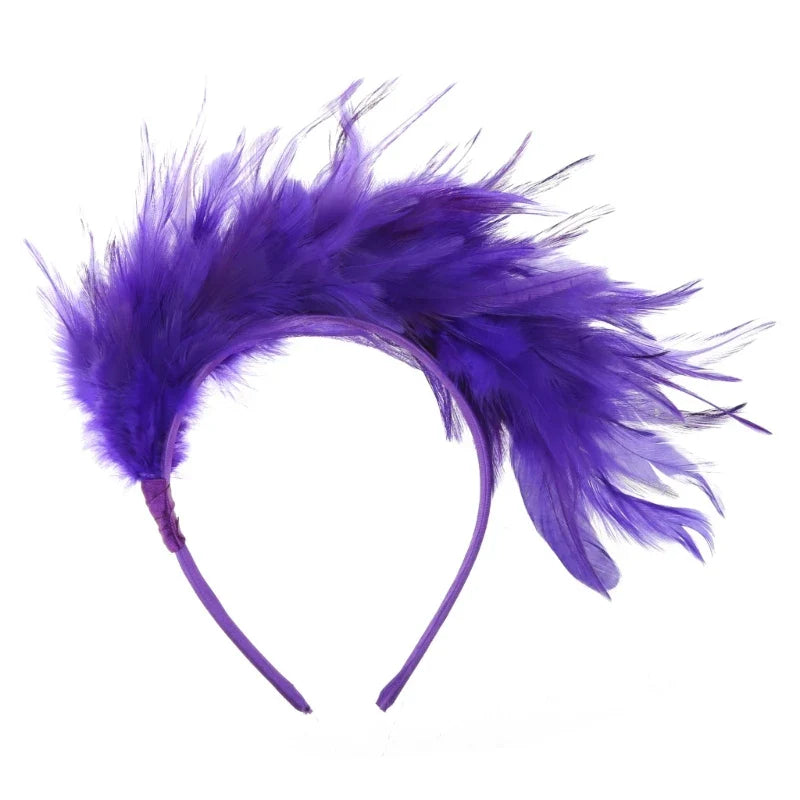 Feather Headband 1920s Mardi Gras Headband Flapper Feather Headband Flapper Headpiece Burlesque Headpiece With Feathers