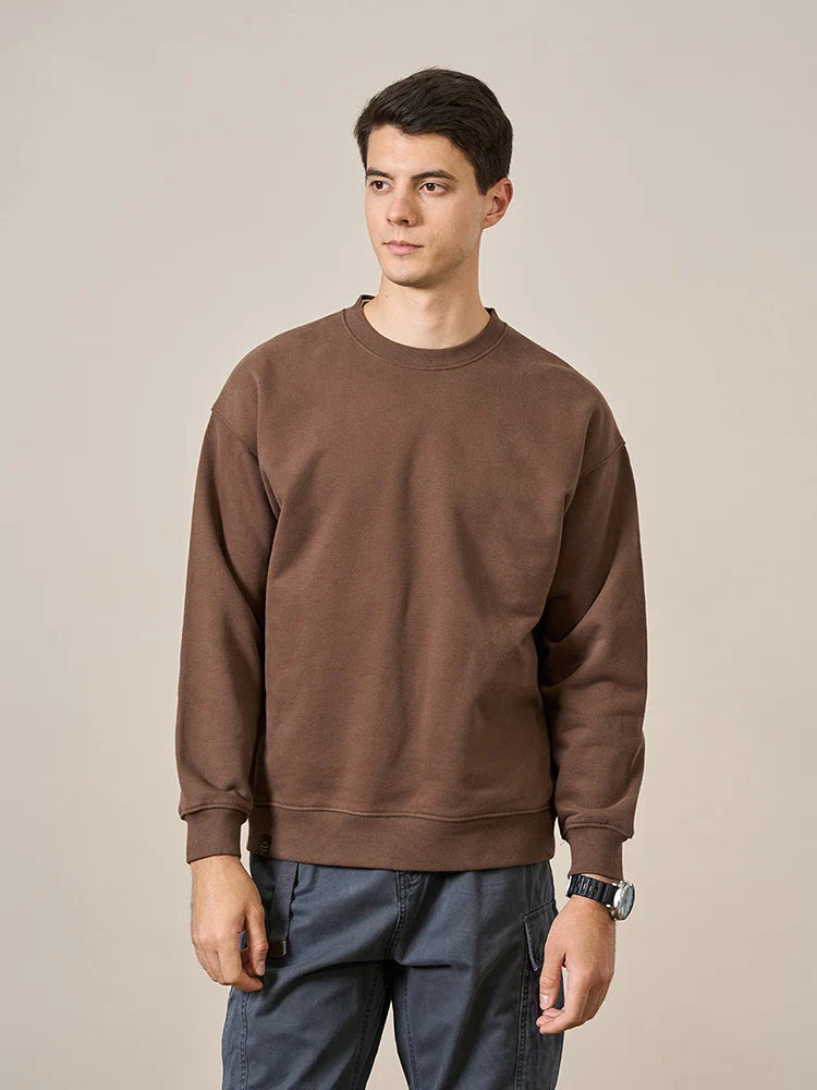 SIMWOOD 2024 Spring New Men Casual Minimalist Sweatshirts Oversize O-Neck Basic Wardrobe Essentials Plus Size Pullover  SI980547