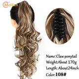 MEIFAN Long Synthetic Wavy Clip in Hair Ponytail Hair Wigs Extensions Style Claw Pony Tail Hairpiece for Women Cosplay Party