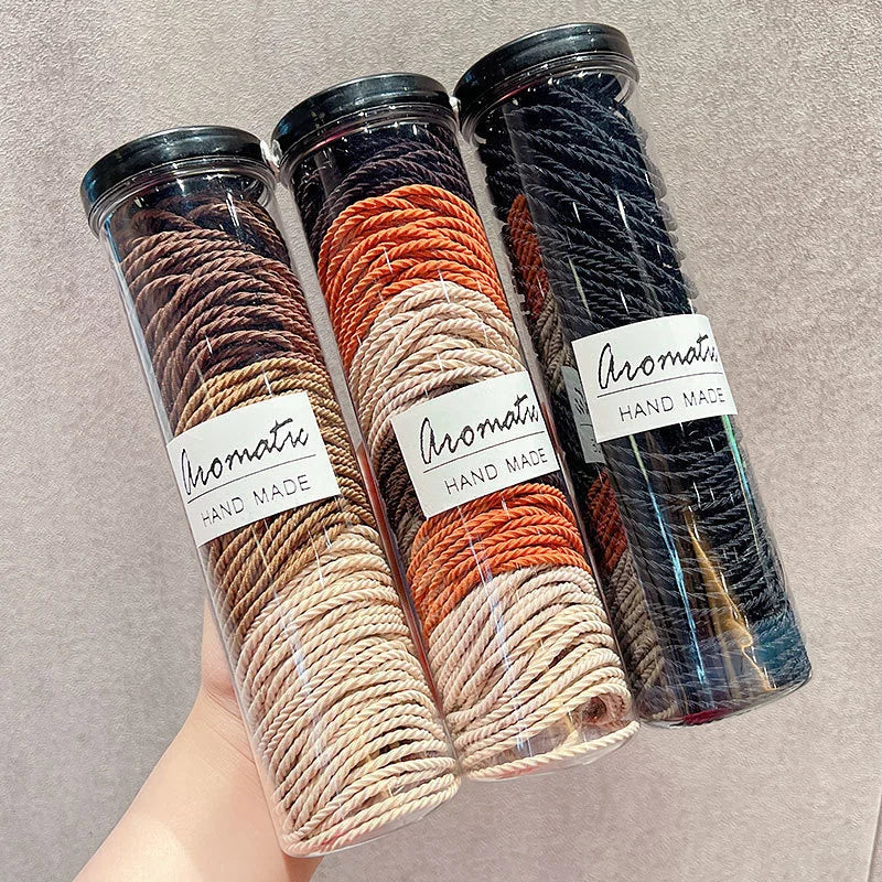 100Pcs Barreled Basic Thread Non slip Headrope High elasticity High Horsetail Hair Ties Girls Daily Hair Accessories