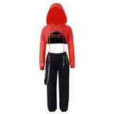 Kids Girls Jazz Hip Hop Dance Costume Street Dancewear Hooded Sweatshirt Crop Top and Jogger Pants Set Performance Outfits