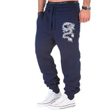 Fashion Casual Dragon Printed Jogger Pants Men Fitness Gyms Pants Tight Outdoor Sweatpants Running Pants Mens Trousers S-4XL